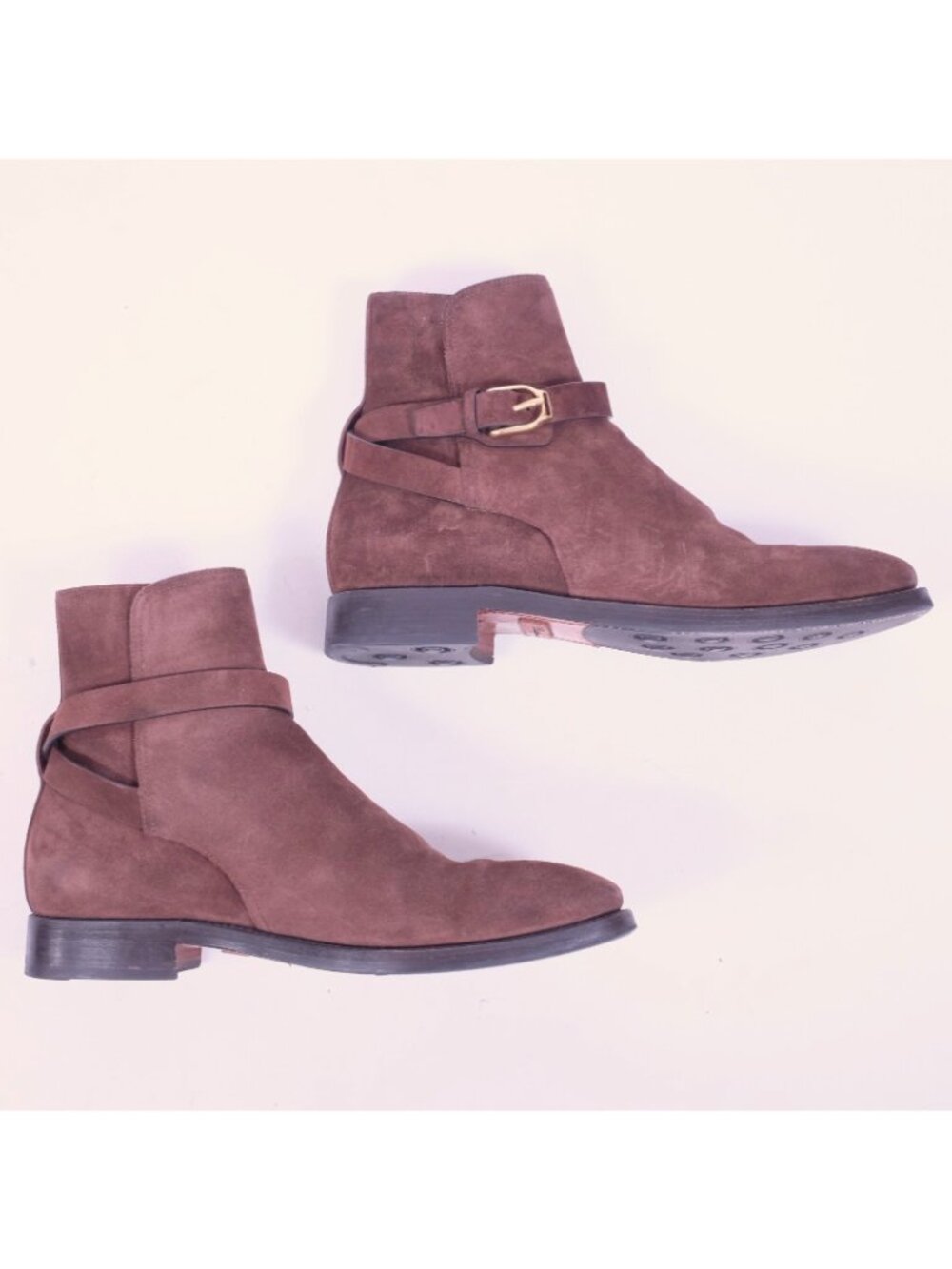 Ralph Lauren Purple Label 8.5 Ankle Boots Welington brown suede ankle strap - Picture 10 of 11